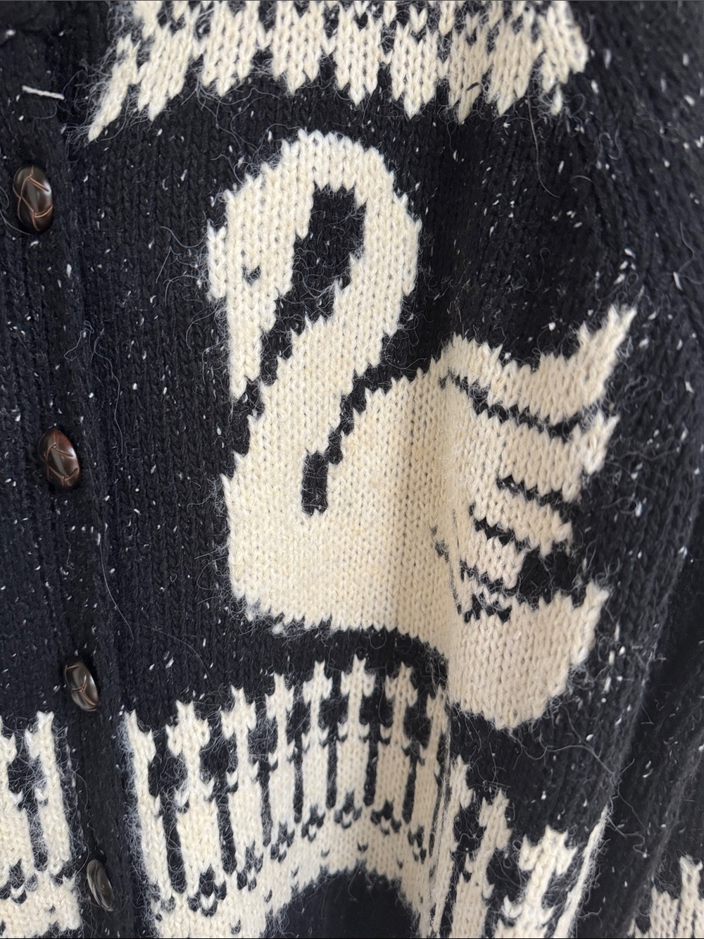 Blu Pepper Black & Cream Swan Knit Cardigan - Picture 5 of 6